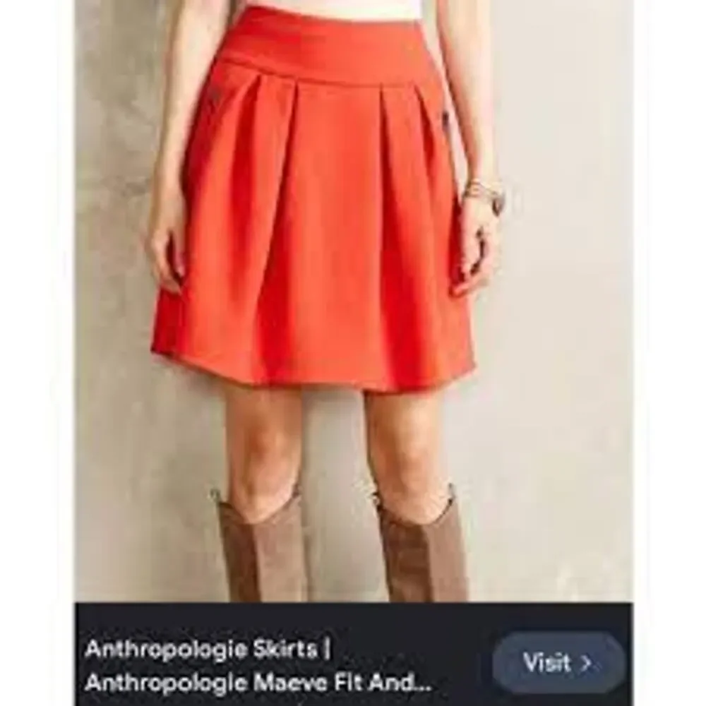 Anthropologie Maeve Pleated Circle Skirt Orange Zippered Pockets Women 0